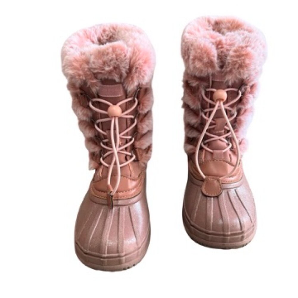 London Fog Girls Pink Faux Fur Winter Boots Size 2